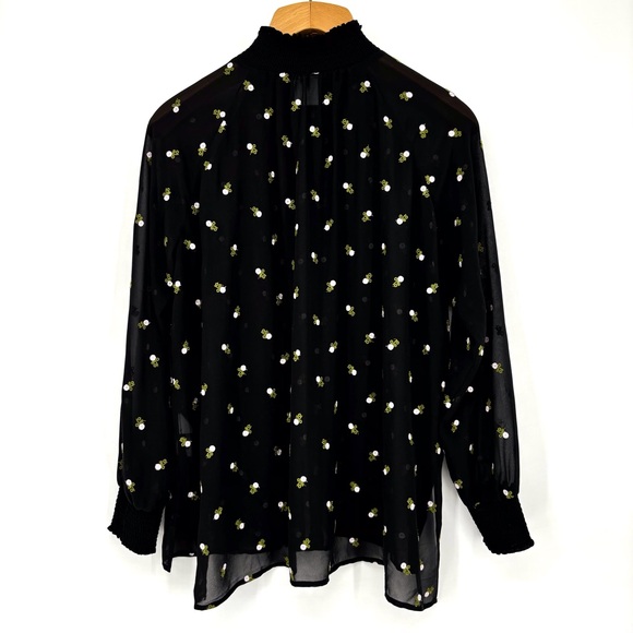 Cabi Embroidered Blouse # 5338, Sheer Black with Embroidered Roses, Small - Picture 11 of 16